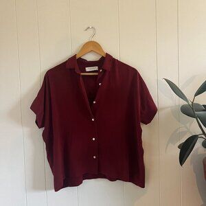 Everlane boxy silk shirt